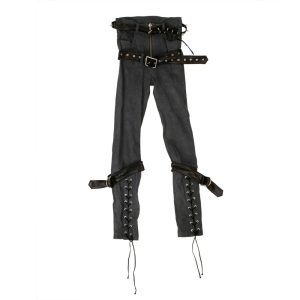 Unravel Project Veloursleder Reißverschluss Hose – blau