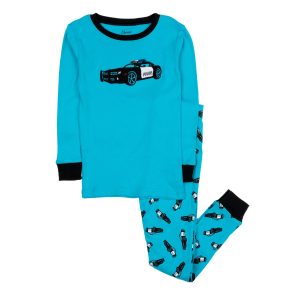 Kinder zwei Stück Baumwolle Pyjamas Polizei Auto