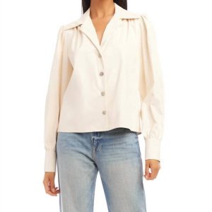 Maia Kunstleder Top in Elfenbein 7765065826364