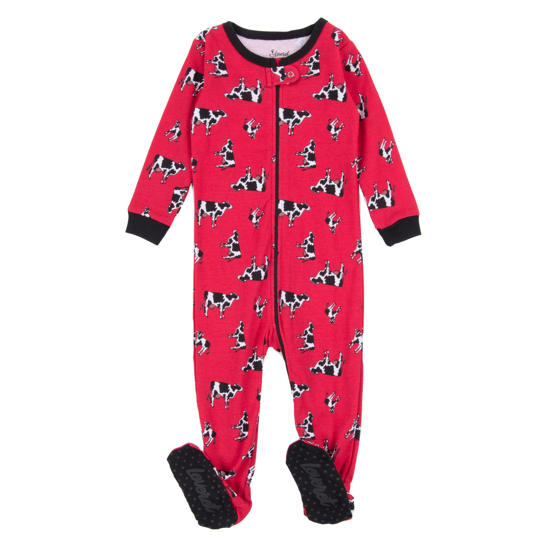 Kinder Fuß Baumwolle Pyjamas Kuh Rot