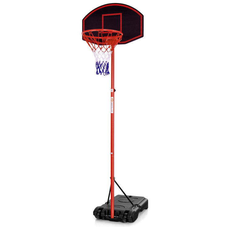 Einstellbare Basketballkorb System Stand tragbar mit 2 Rädern füllbar Base-Schwarz & Rot