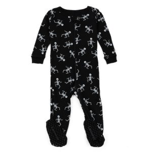 Kinder gefüttert Baumwolle Pyjama Skelett schwarz