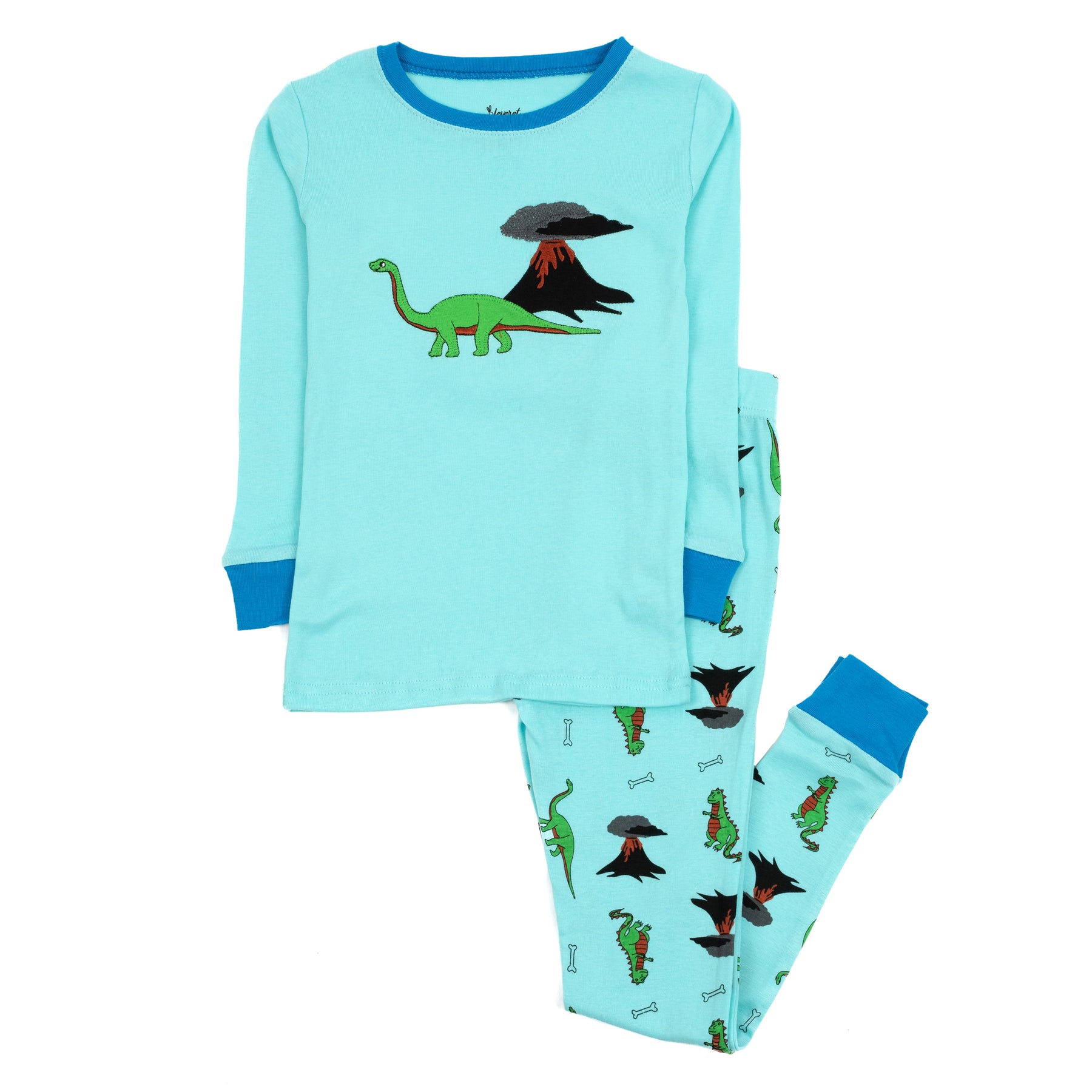 Kinder zweiteilige Baumwolle Pyjamas Dinosaurier blau
