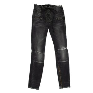 Unravel Project dunkel mit Schnürung Skinny Jeans – Denim