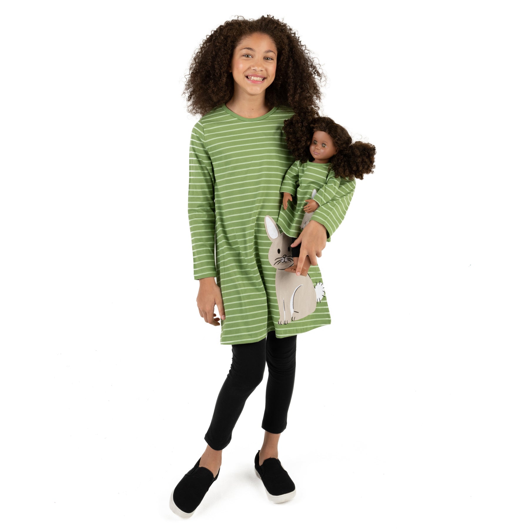 Mädchen und passende Puppe Baumwolle Kleid Bunny