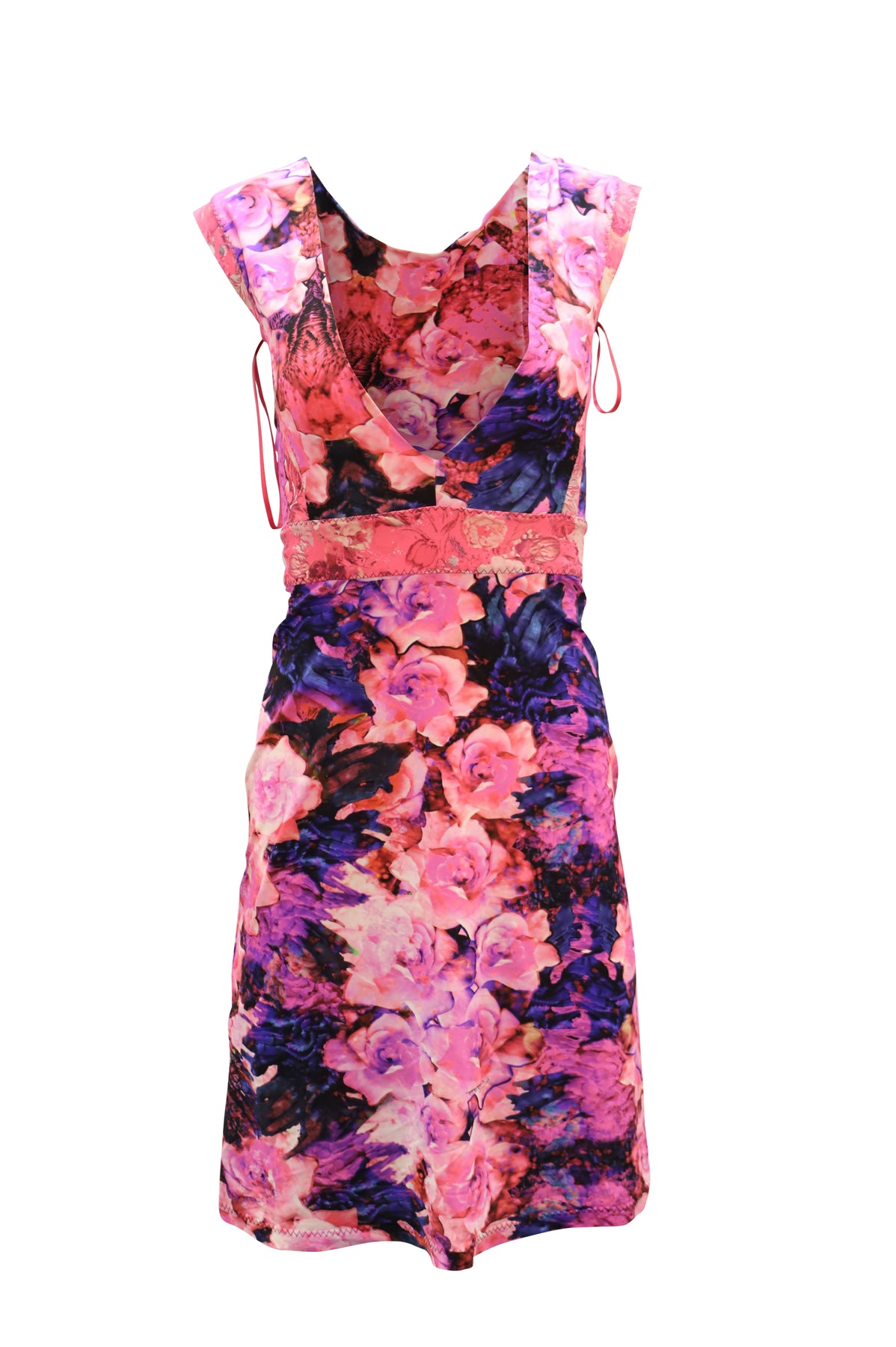 Roberto Cavalli Neon Blumenkleid aus mehrfarbigem Polyamid