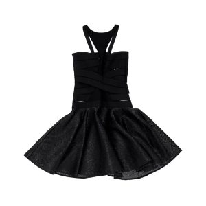 Versace Crisscross Cocktailkleid aus schwarzer Baumwolle