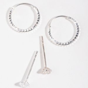 Sterling Silber Stern Ohrstecker und Creolen