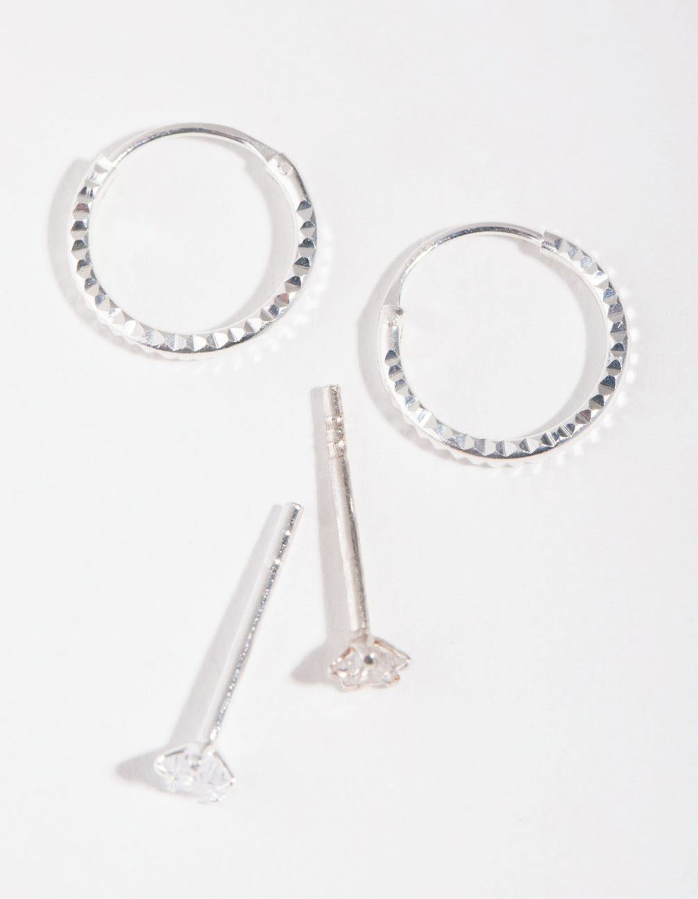 Sterling Silber Stern Ohrstecker und Creolen