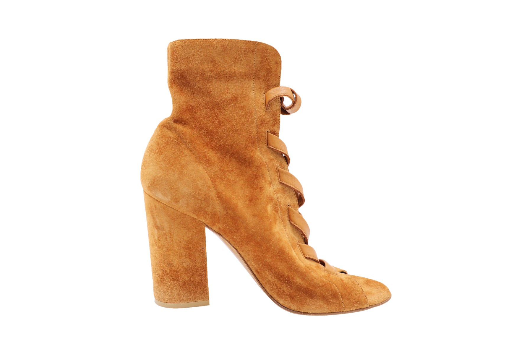 Gianvito Rossi Brooklyn Peep-Toe Stiefeletten aus Wildleder in Braun