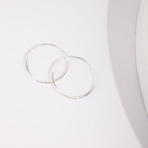 Sterling Silber 25mm Texture Creole Ohrringe