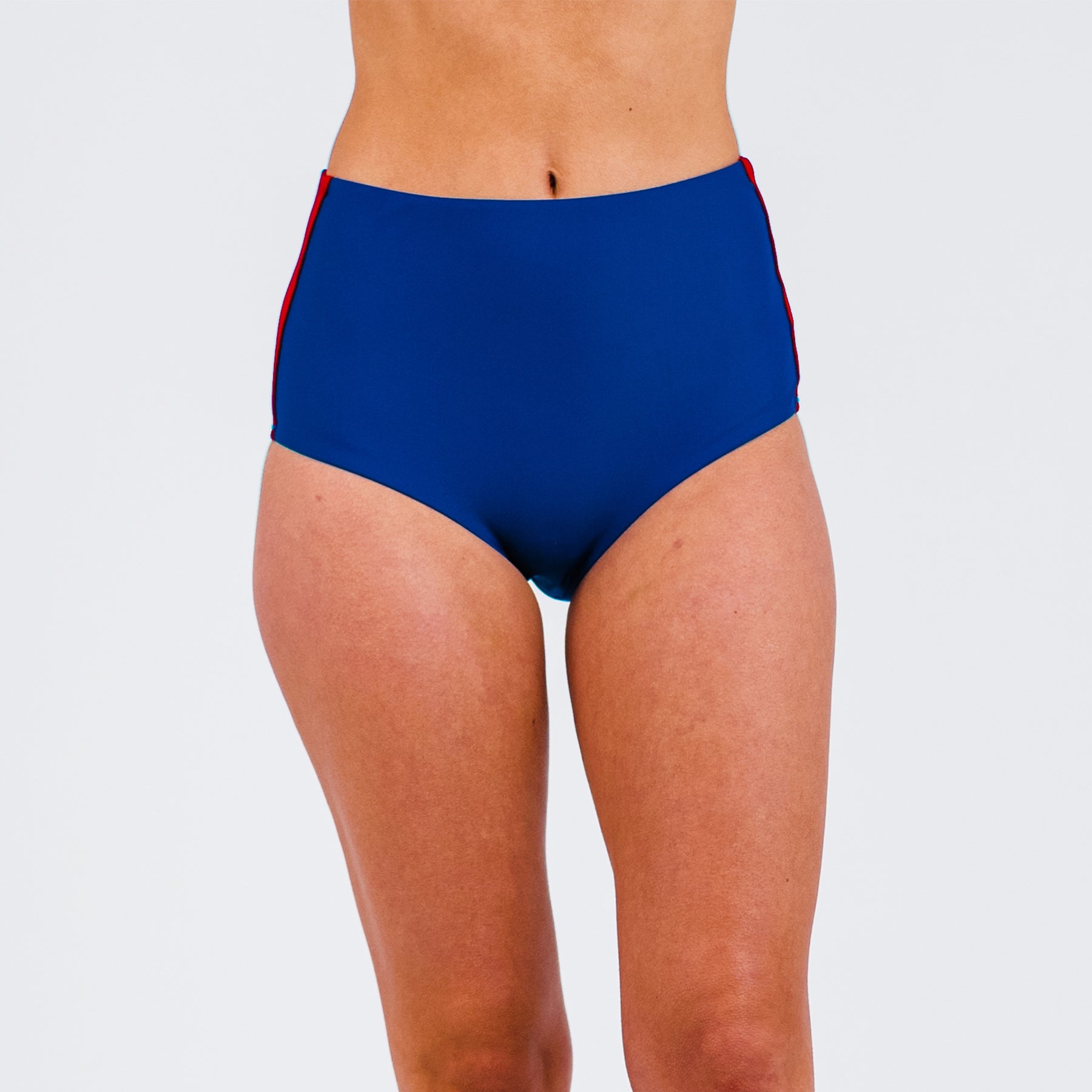 Damen volle Abdeckung Color Block High-Taillen-Bikini-Bottom