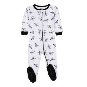 Kinder gefüttert Baumwolle Pyjama Skelett weiß