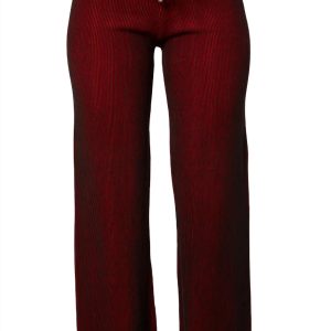 Zweifarbige gerippte Hose in Rouge