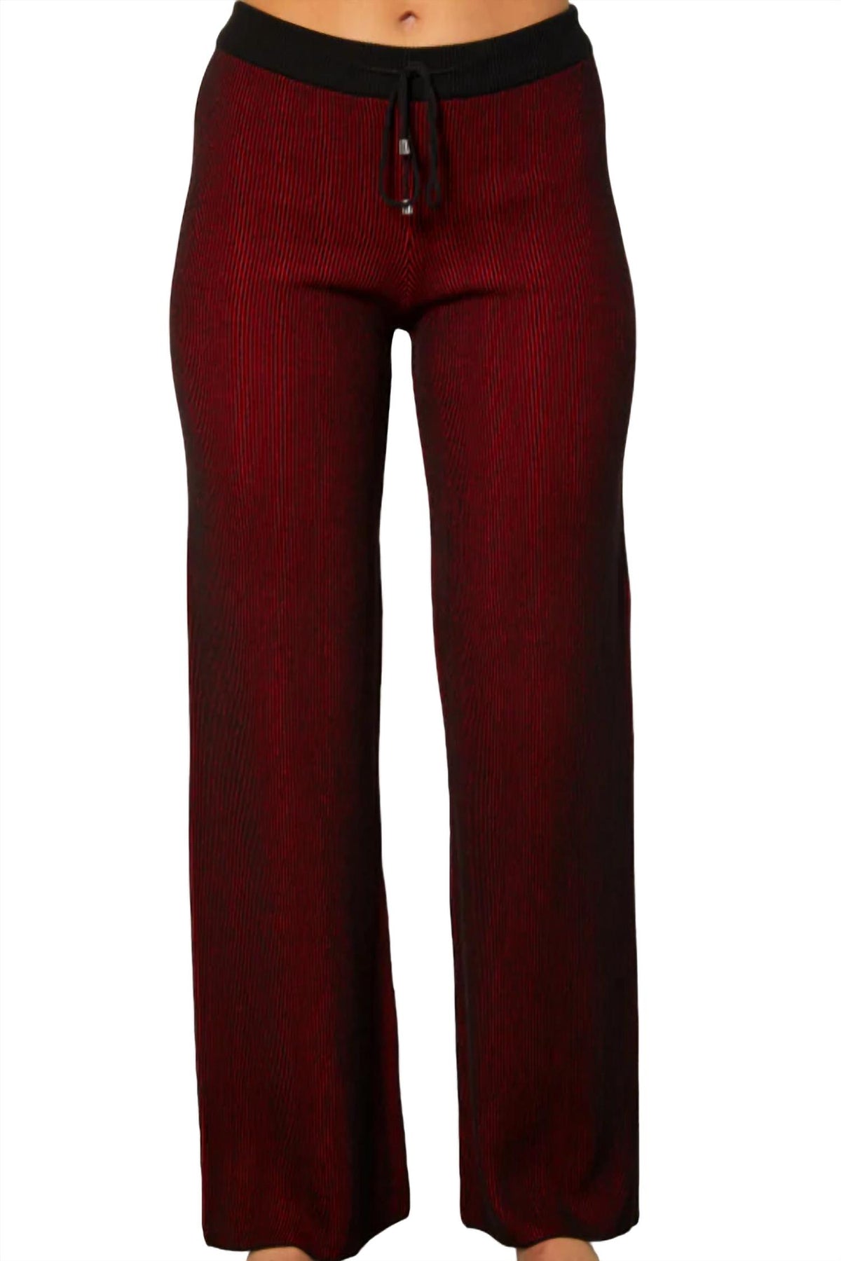 Zweifarbige gerippte Hose in Rouge