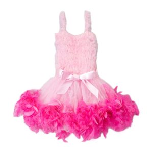Mädchen rosa heiß rosa Federband Detail Akzent Blumenmädchen Kleid 12M-7