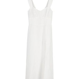 Reformation Seaside Midikleid aus weißem Leinen