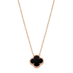 Schwarze Blume Halskette Roségold
