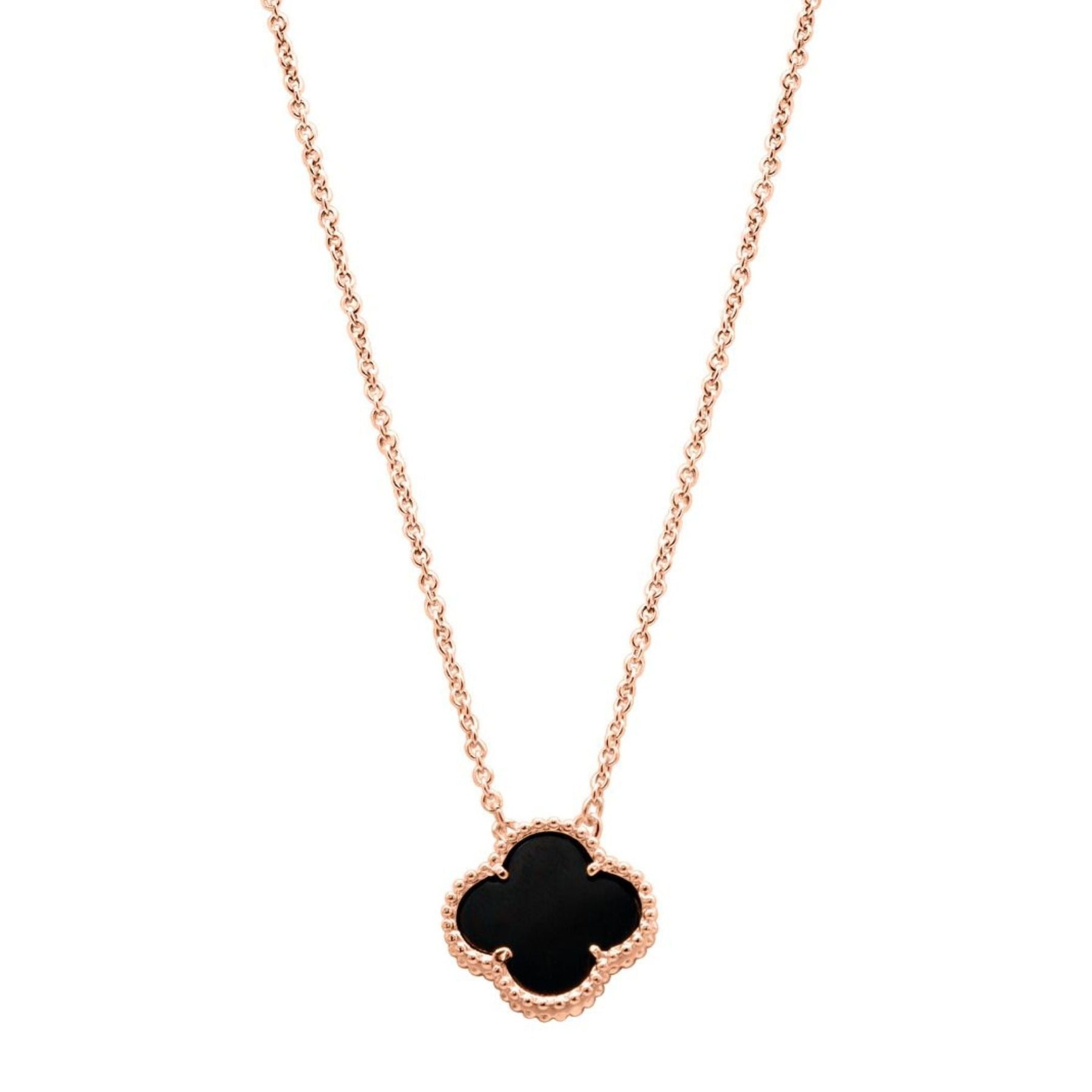 Schwarze Blume Halskette Roségold