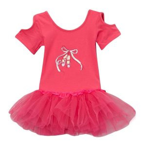 Mädchen heiß rosa ausgeschnitten Ärmel Ballett Slipper Tutu Kleid 12M-10