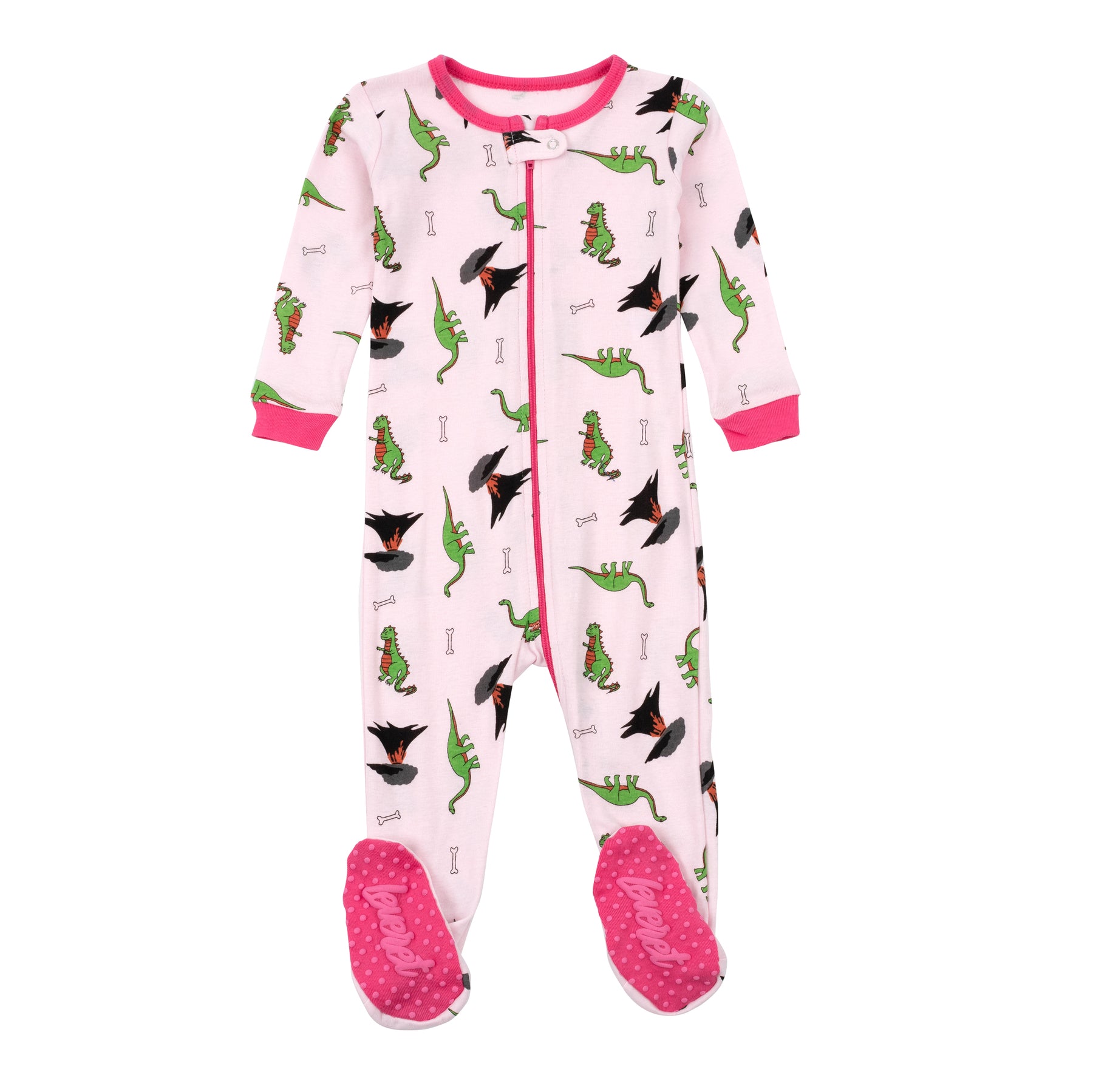 Kinder Fuß Baumwolle Pyjamas Dinosaurier Rosa