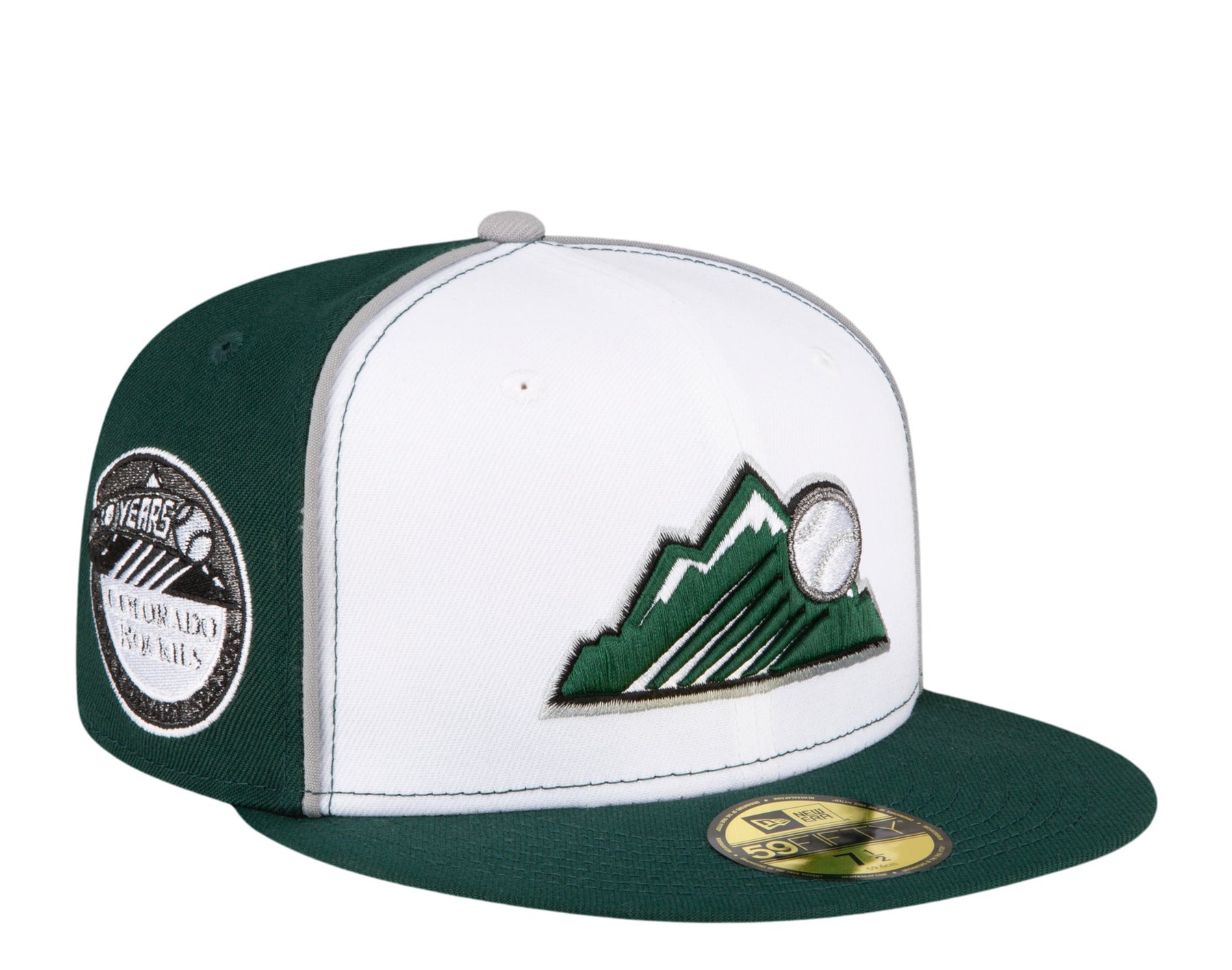 New Era Colorado Rockies 10 Jahre Jubiläum 59FIFTY körpernah Grn / Wht w / Grau UV