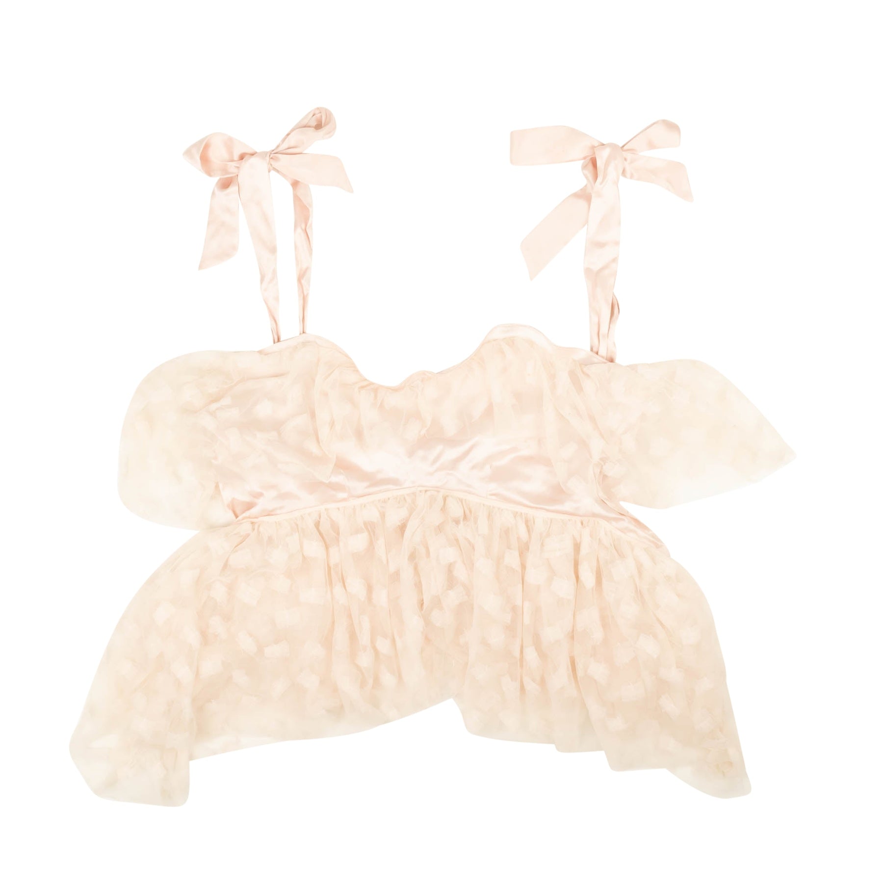 Rodarte bestickt Tüll Bow Tiered Top – Hellrosa