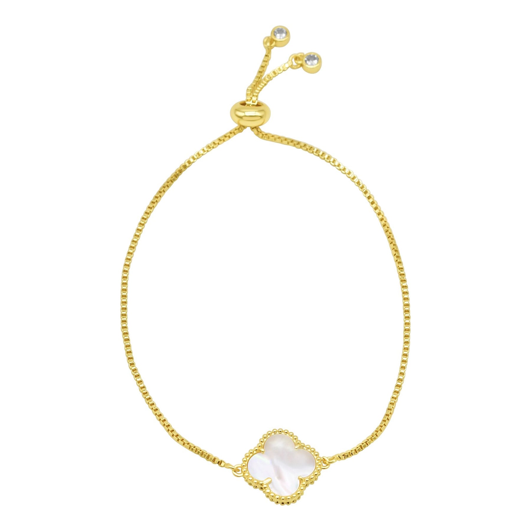 Einstellbare Bolo Weiß Mother Von Perle Flower Armband Gold