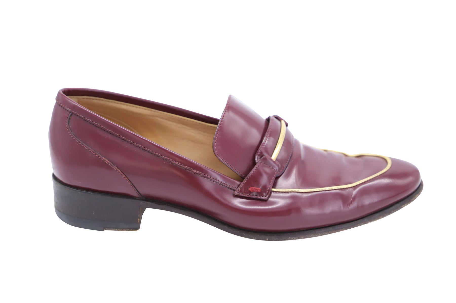 Salvatore Ferragamo Loafer mit Gold Akzent in Burgund Leder