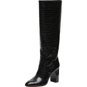Goldy Leder geprägt Block Ferse Stiefel