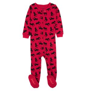Weihnachten Kinder Fuß Baumwolle Pyjamas Rot Elch