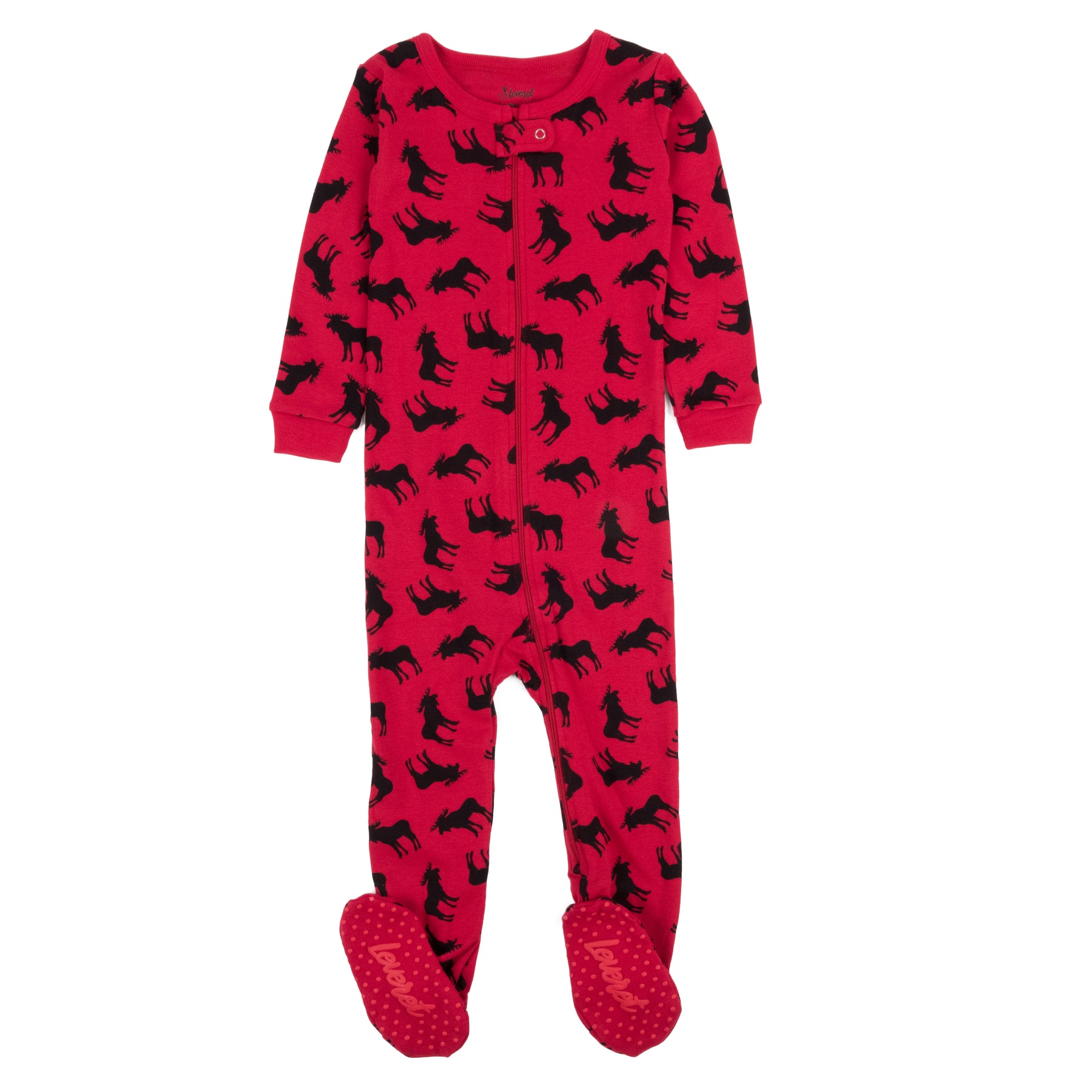 Weihnachten Kinder Fuß Baumwolle Pyjamas Rot Elch