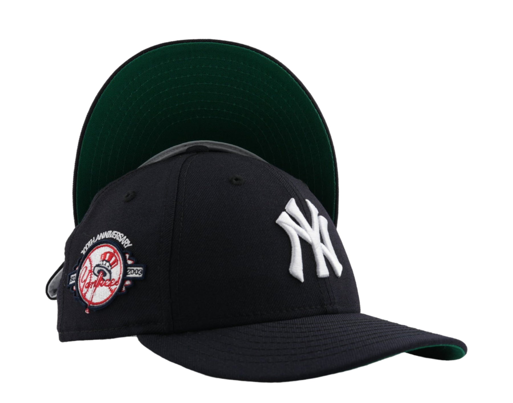 New Era New York Yankees 100. Ann. 59FIFTY Niedriges Profil mit Dunkelblau-grüner Unterseite