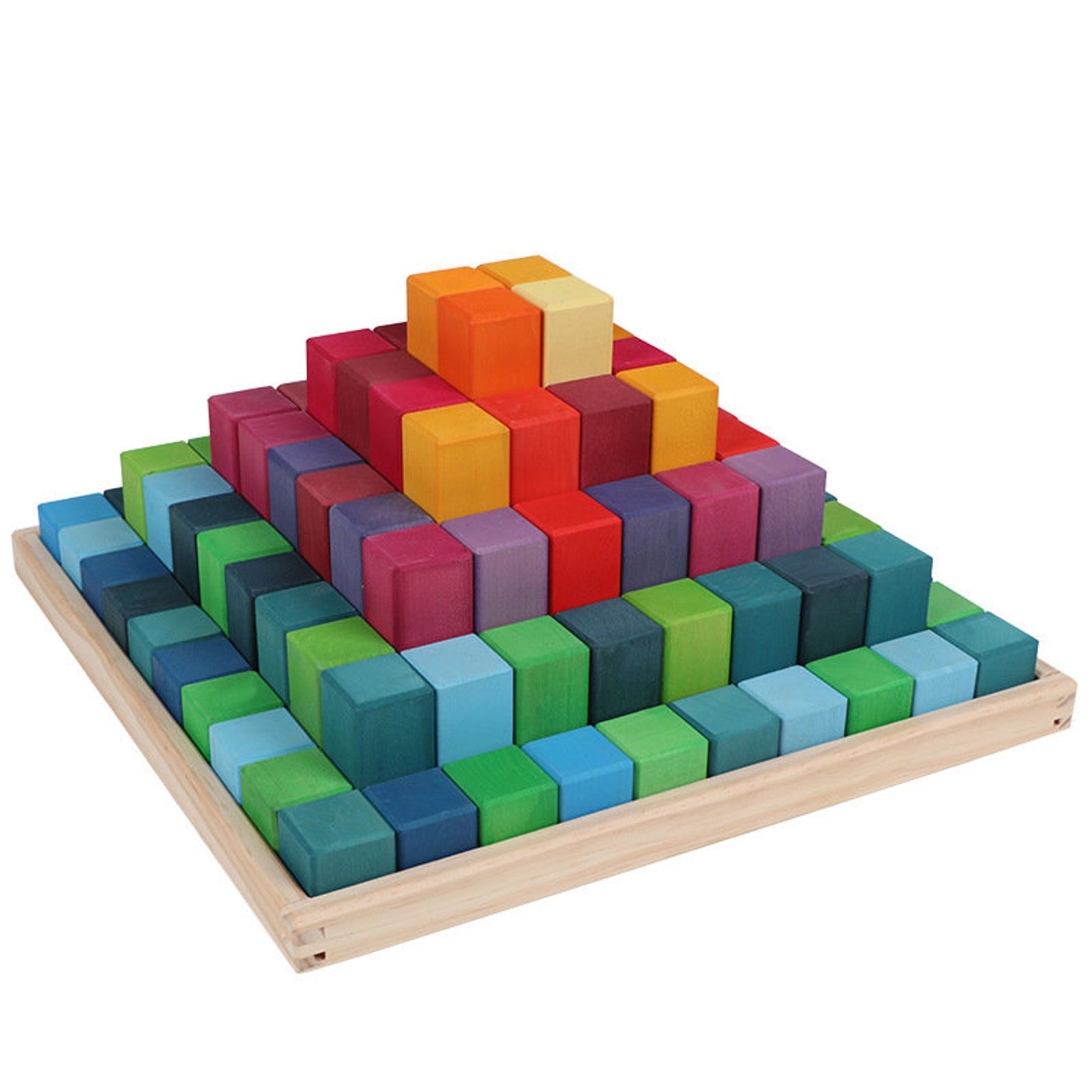 100 Stk große gestaffelte Pyramide Holz Stapeln Bausteine