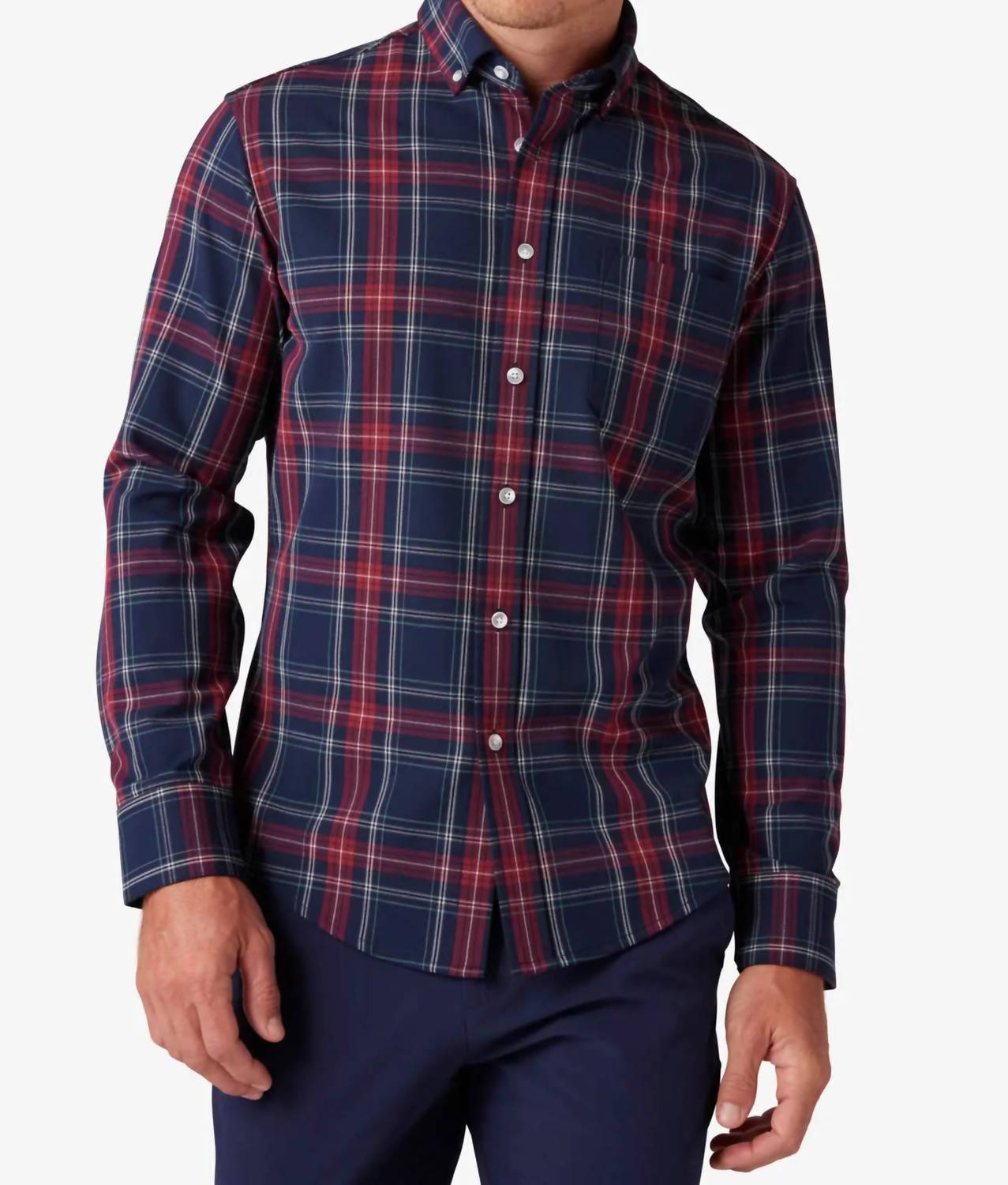 Stadt Flanell Hemd in Marine Tartan