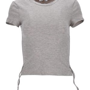 Reformation geripptes T-Shirt in grauem Tencel 7766495428668
