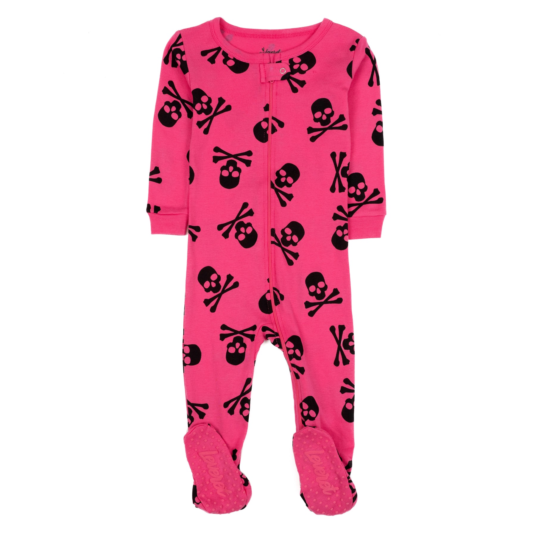 Kinder Fuß Baumwolle Pyjamas Rosa Totenköpfe