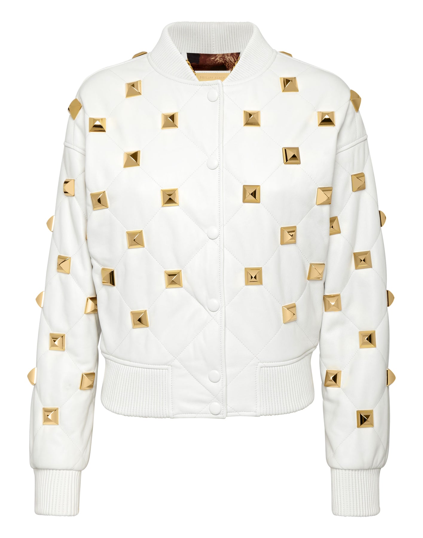 Leder Bomber Matelassè Studs
