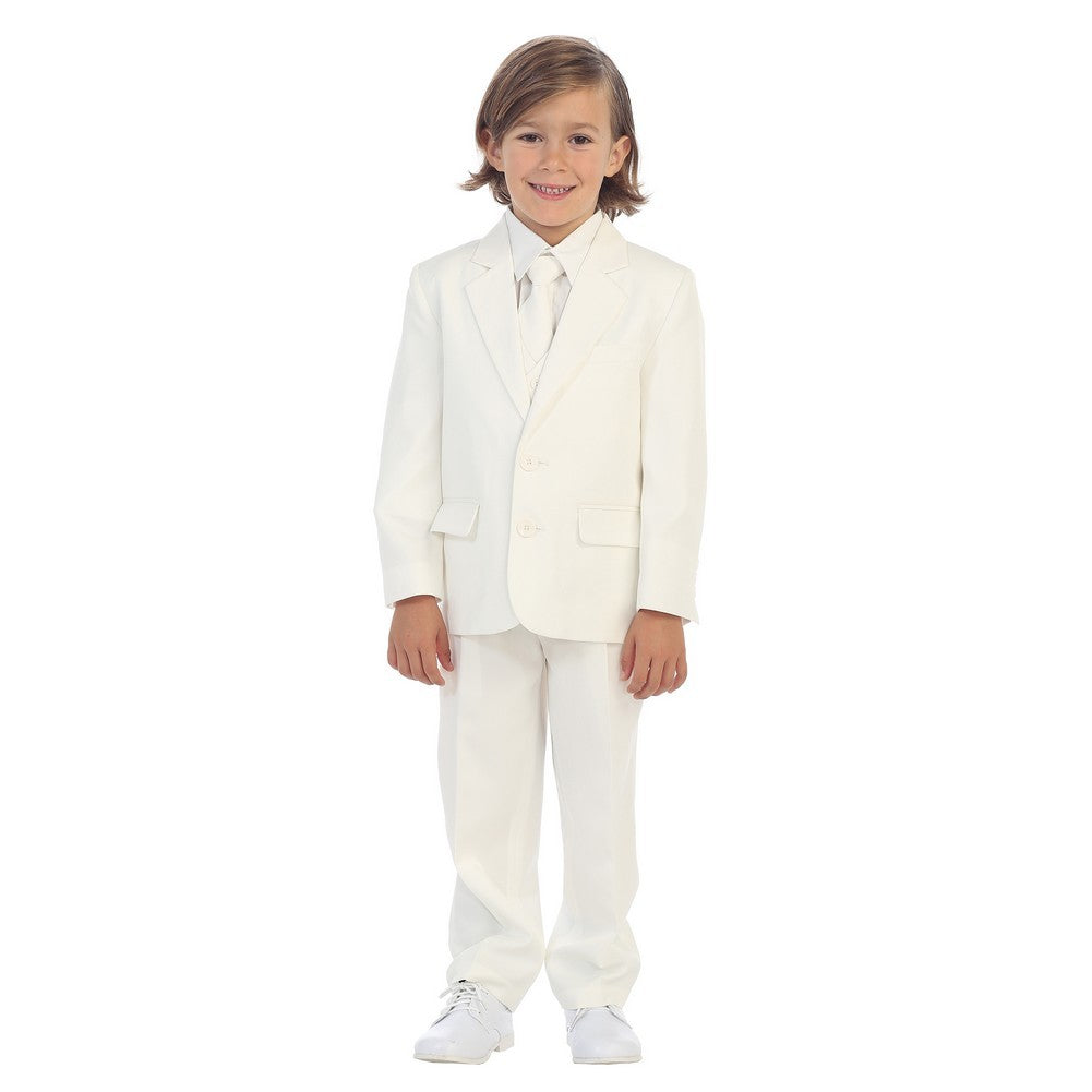 Kleine Jungen Elfenbein Juwelen & Herren Jacke Weste Hemd Krawatte Hosen 5 Stück Anzug 2T-7