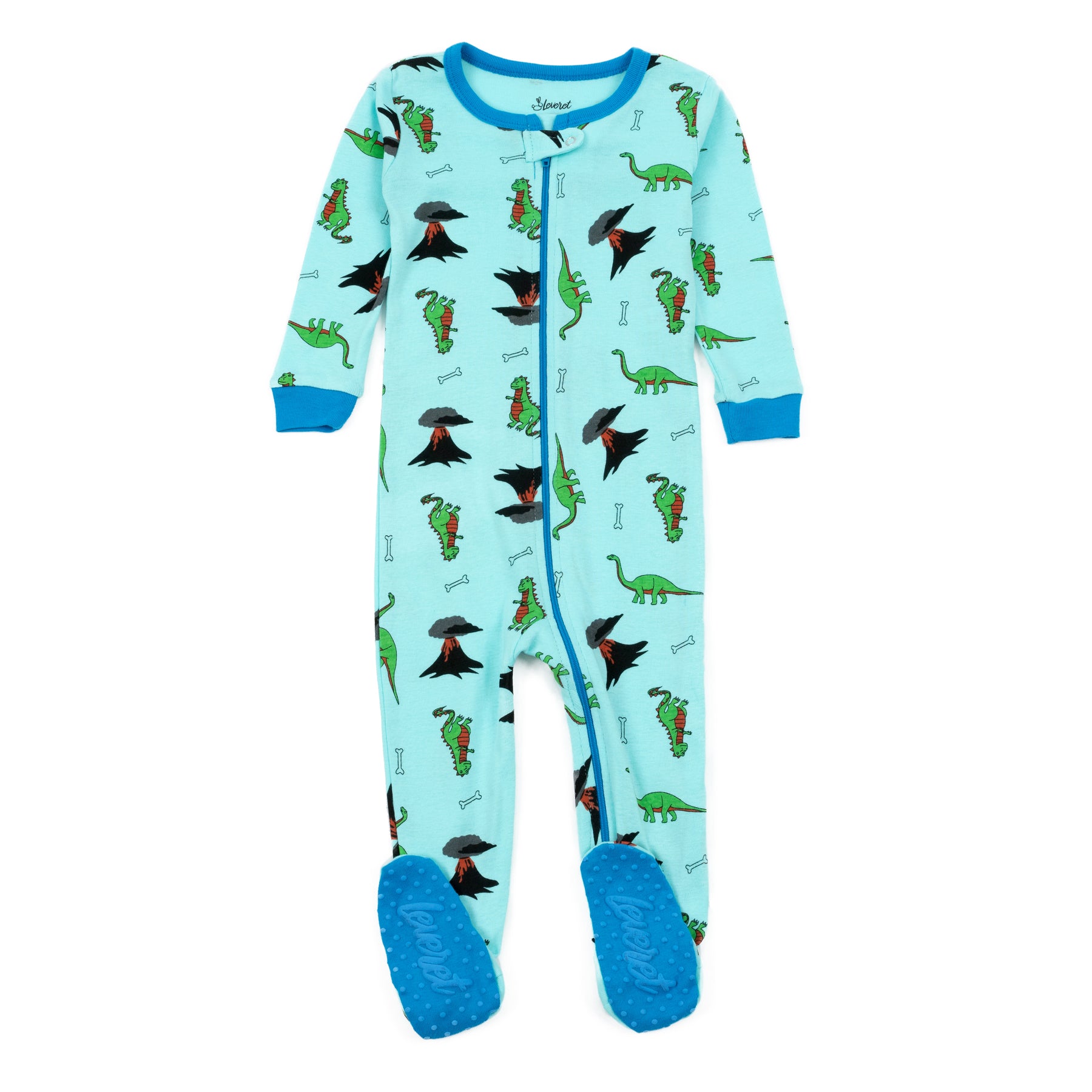 Kinder Fuß Baumwolle Pyjamas Dinosaurier Blau