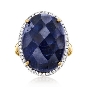 Ross-Simons Sapphire and . weißer Topasring in 18kt Gold über Sterling 7676498313276