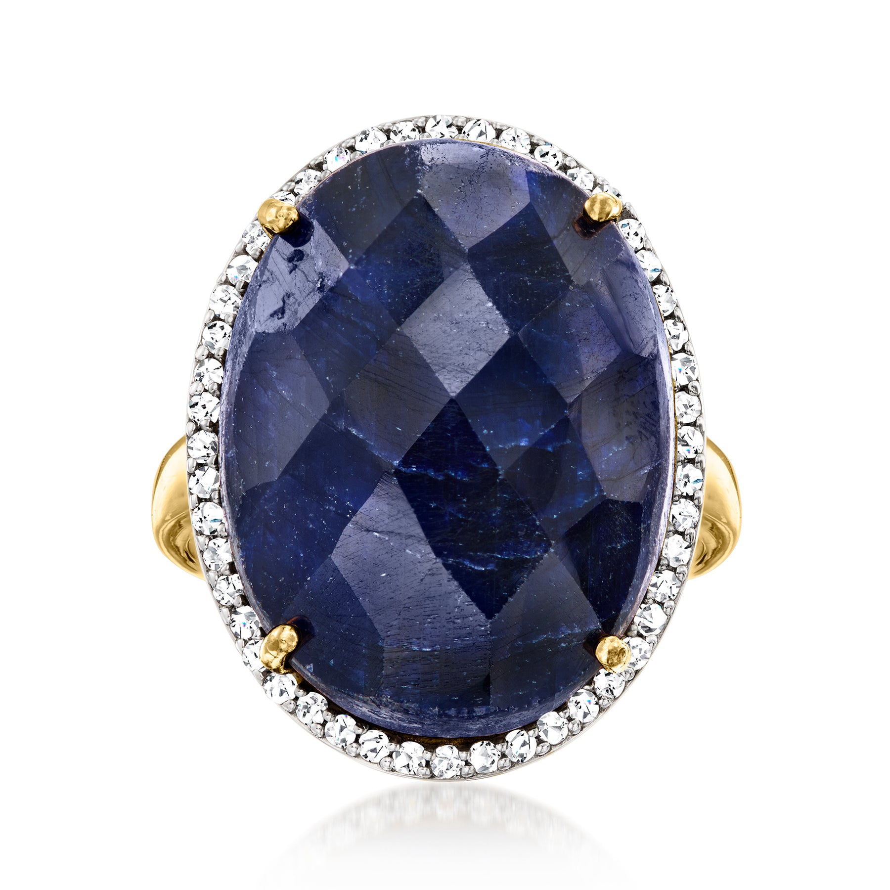Ross-Simons Saphir und. Weißer Topas Ring in 18kt Gold über Sterling