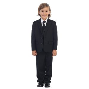 Baby Jungen Schwarze Juwelen & Herren Jacke Weste Hemd Krawatte Hosen 5 Stück Anzug 6-24M