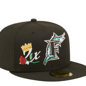 New Era 59Fifty MLB Florida Marlins 2X Champs schwarz montiert Hut 60243486 7676491431996