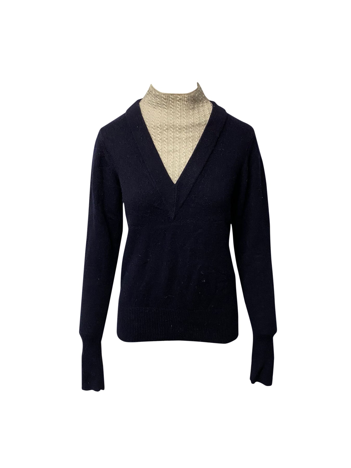 Sandro Jacques Mock Pullover mit Neck-Ausschnitt in Marineblauer Wolle