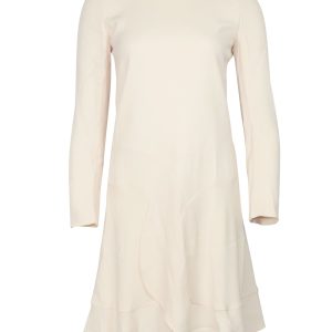 Chloe Langarmkleid mit Rüschen in Creme Crepe 7766498312252