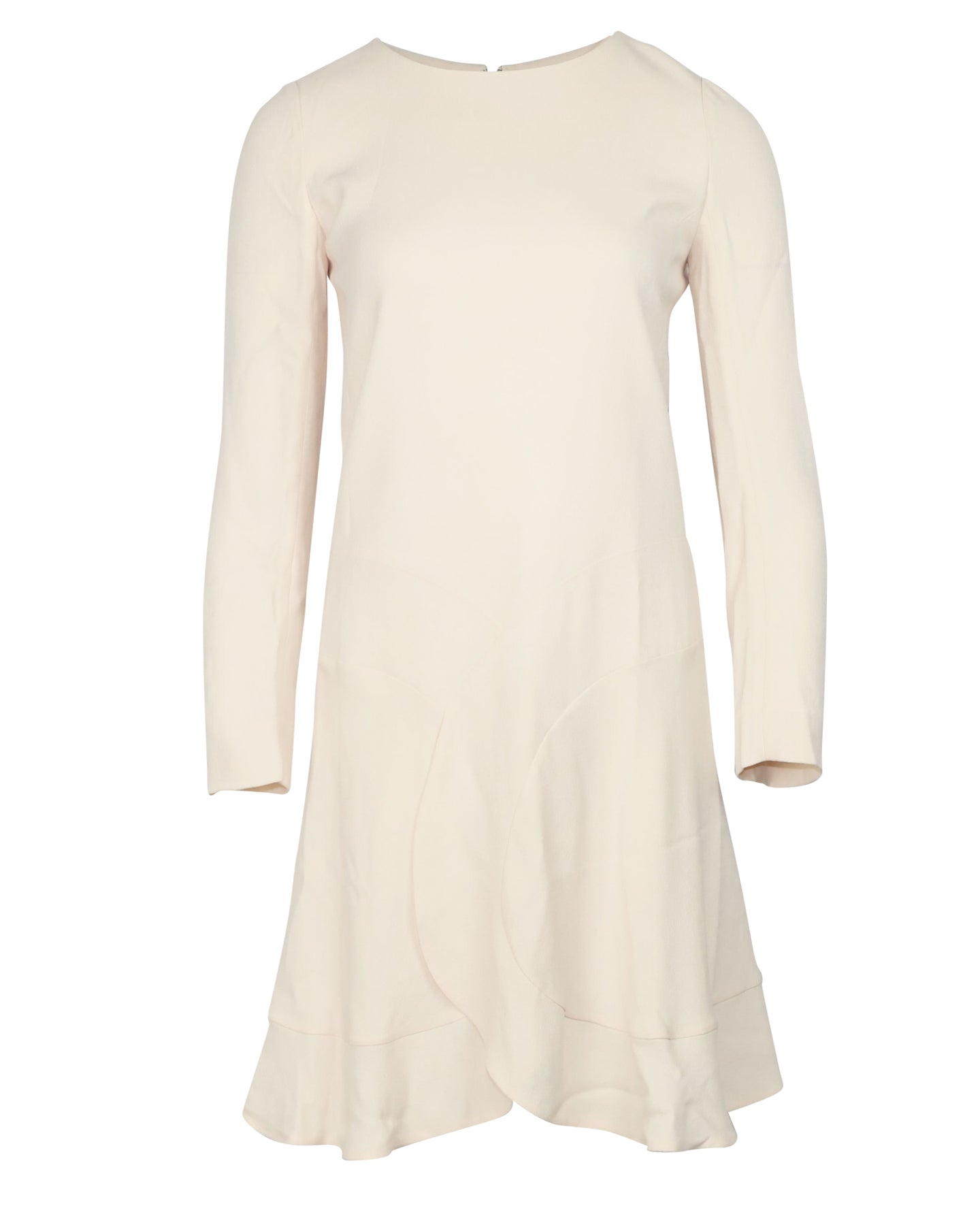 Chloe Langärmeliges Kleid mit Rüschen in Cremekrepp