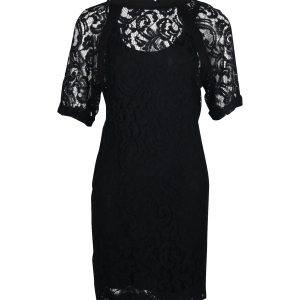 Maje Lace with Slip Kleid in schwarzer Viskose 7766502375484