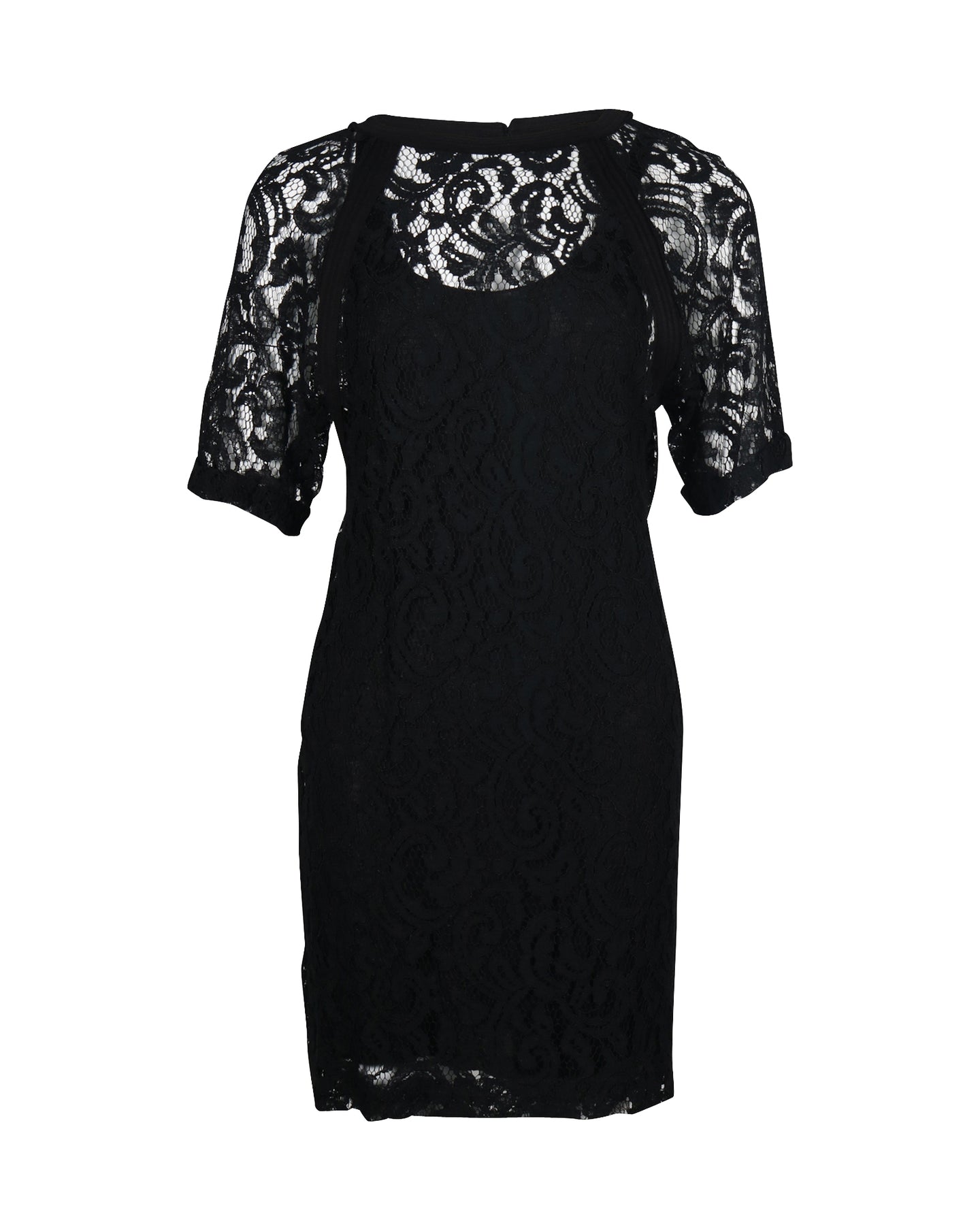 Maje Spitze mit Slip-Kleid aus schwarzer Viskose