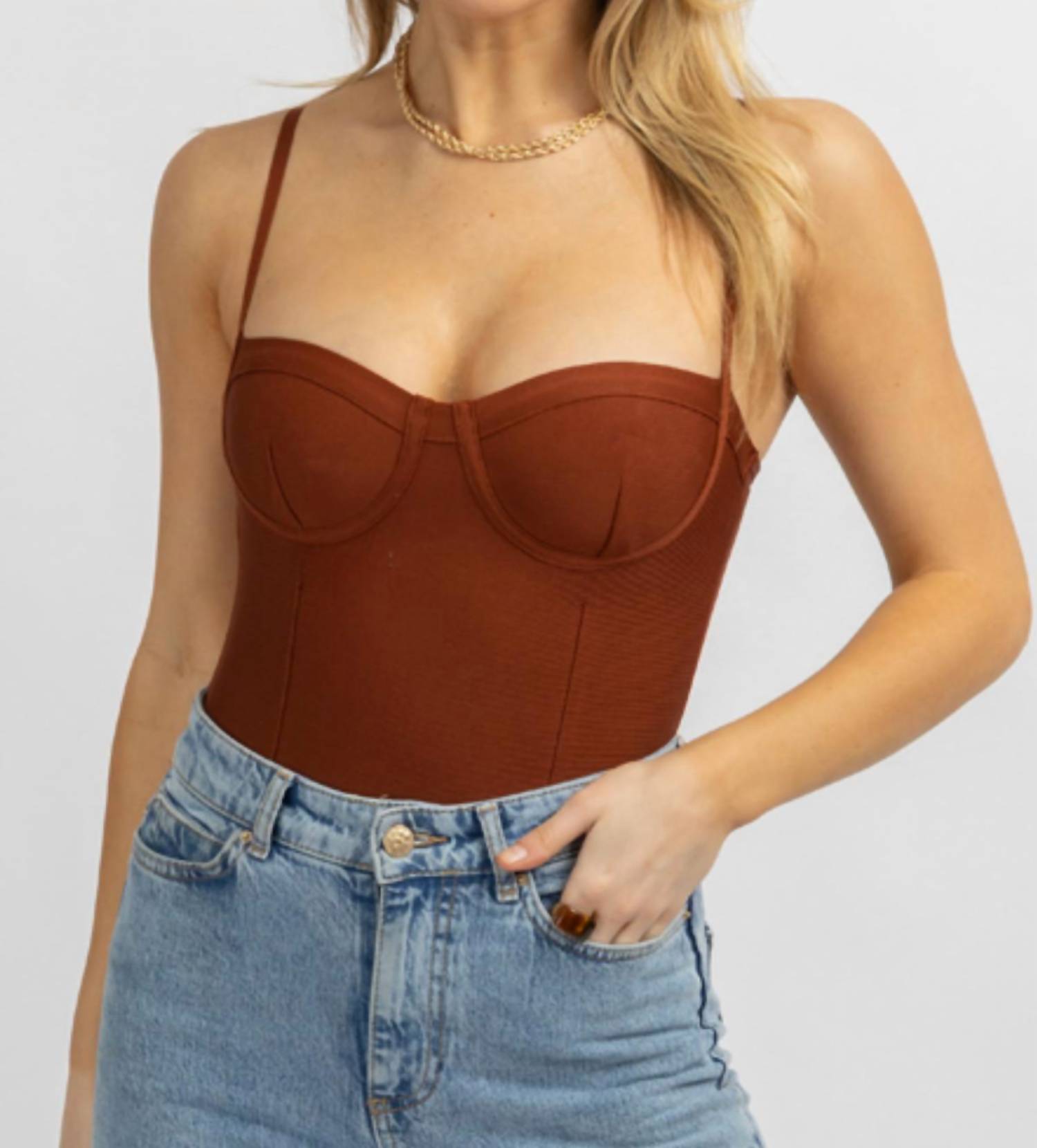 Bustier ärmelloser Stretch-Body im Brick